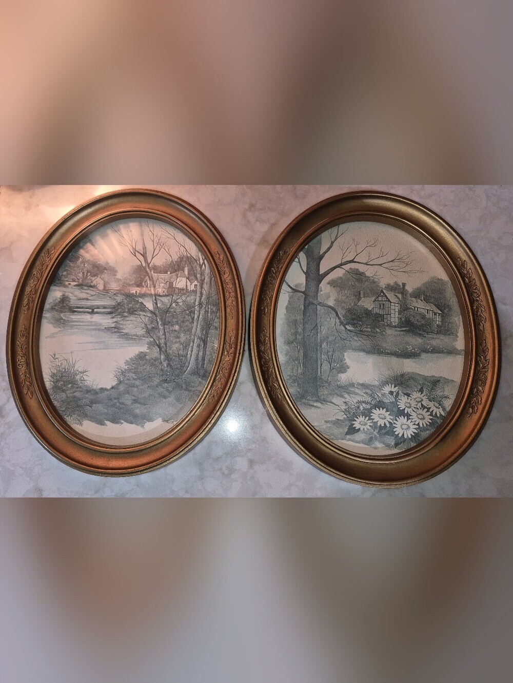 2 Vintage 1983 Homco Home Interiors framed prints By Frank Massa